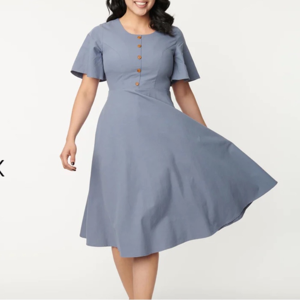💄Unique Vintage Light Blue Swing Dress